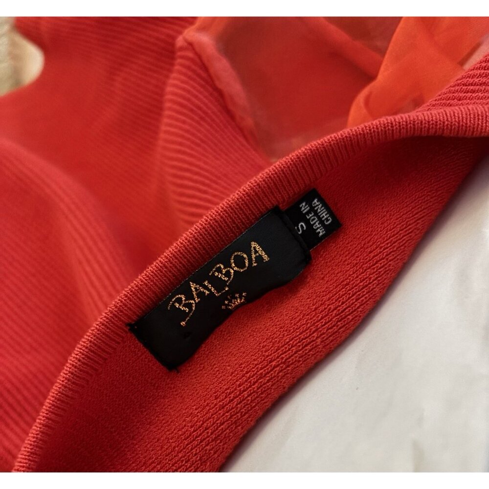 Balboa Zip Up Crop Top Red Puff Sleeves Size Small - Picture 6 of 7